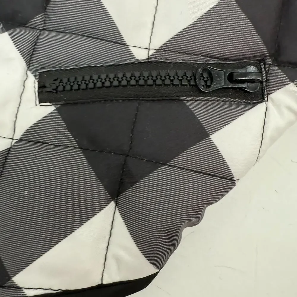 Barkley & Finn Dog Jacket Size S Black White Buffalo Check Hooded Lined Quilted